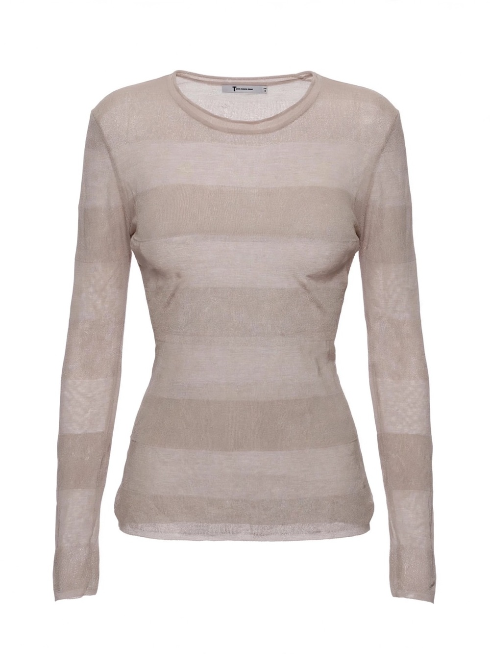 T Alexander Wang Sheer Sweater Small Nude Taupe Stripe Top Rayon Cotton